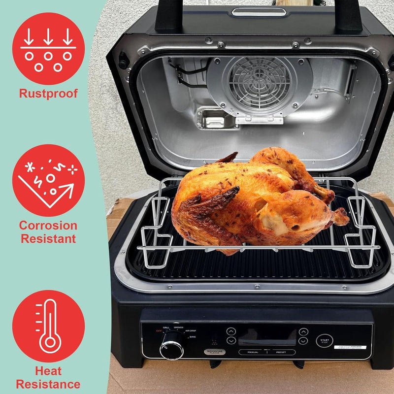 WEBROIL 2 in 1 Rib Rack for Ninja Smoker OG900 OG800 OG951 OG952 Series Turkey Roasting Rack, V Rack for Ninja Woodfire Pro Connect Xl Grill and Most Grill Smoker Accessories Stainless Steel Grilling Rack - Image 3